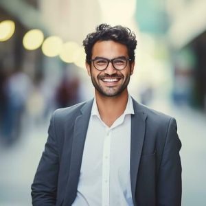 ai-generated-a-happy-smiling-professional-man-light-blurry-office-background-closeup-view-photo